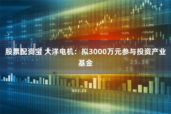 股票配资宝 大洋电机：拟3000万元参与投资产业基金